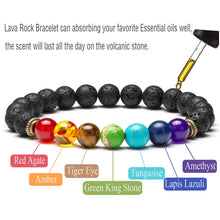 Load image into Gallery viewer, 7 Chakras Lava Rock Bracelet
