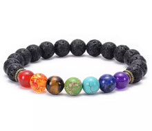 Load image into Gallery viewer, 7 Chakras Lava Rock Bracelet